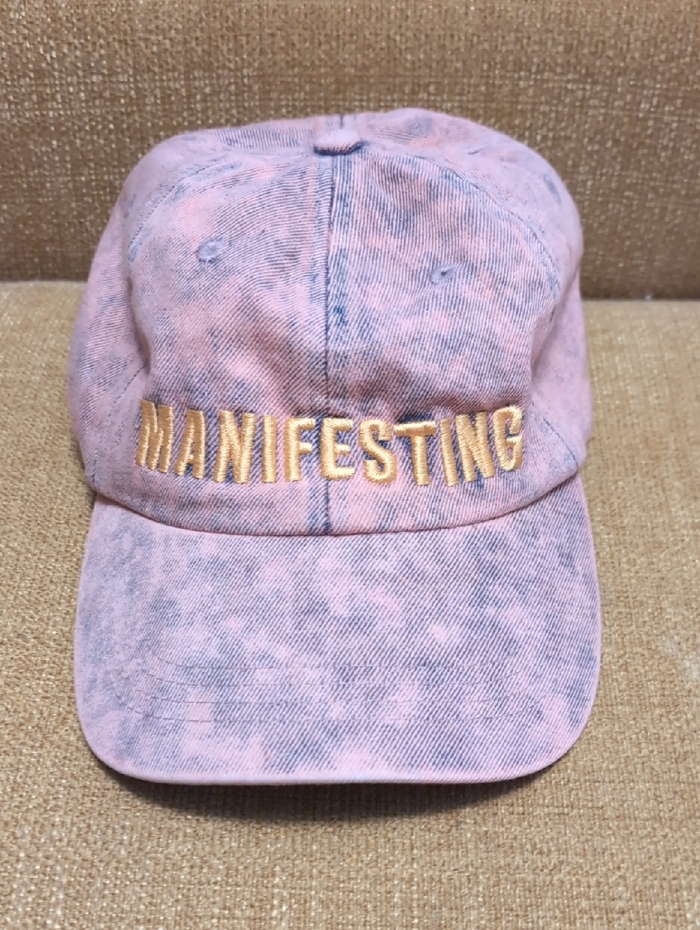 Wild Fable women's Pink Acid-Wash 'MANIFESTING' Embroidered Hat